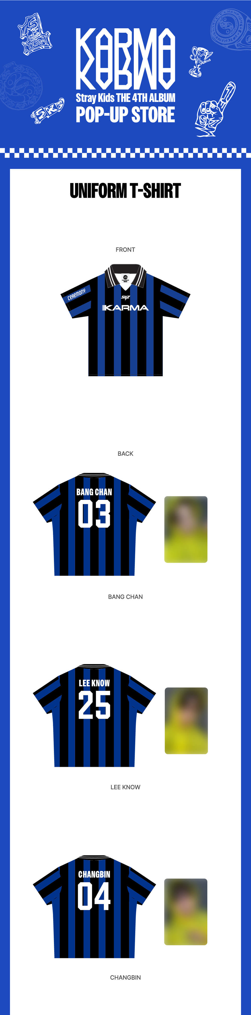 Straykids KARMA POPUP ユニフォーム バンチャン 韓国 Stray Kids POP-UP STORE [KARMA] MD - UNIFORM T-SHIRT